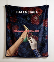 Balenciaga Green Beach Bag Print Flannel Sofa Throw Blanket BA188